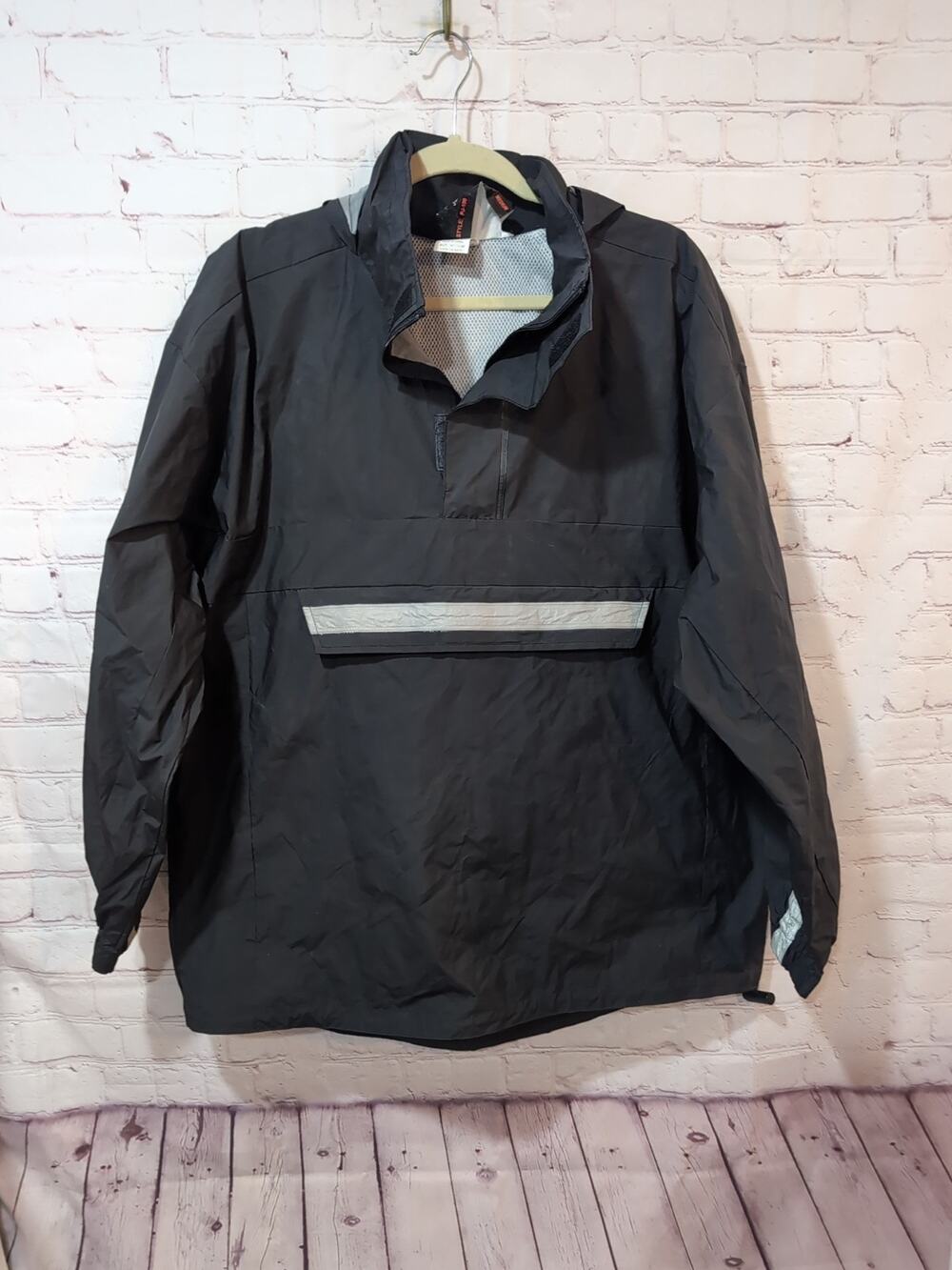 Nelson Rigg Packable Rain Jacket Size Medium Reflective Black Silver